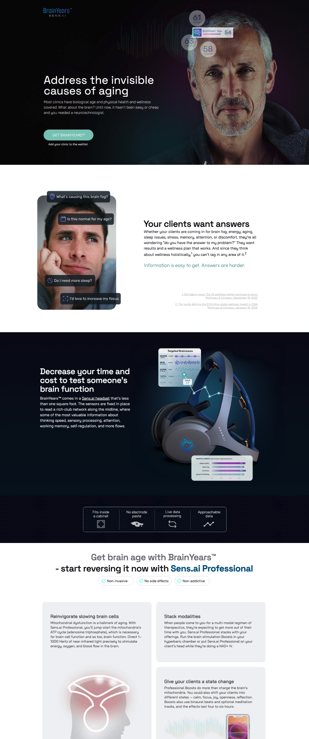 brainyears landing page