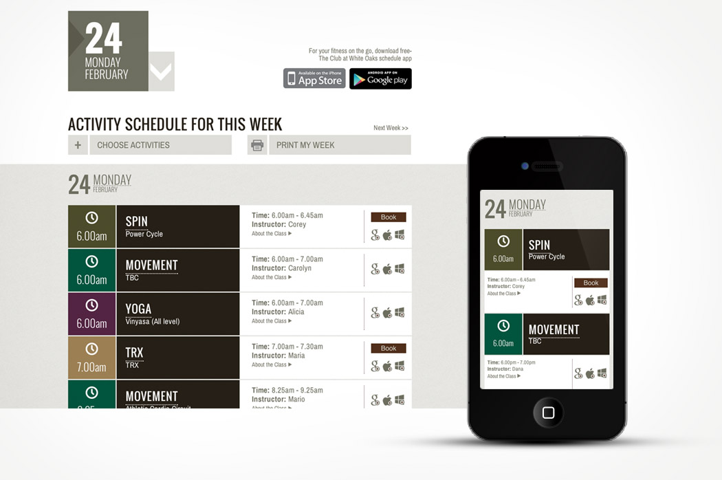 fitness class app ux design